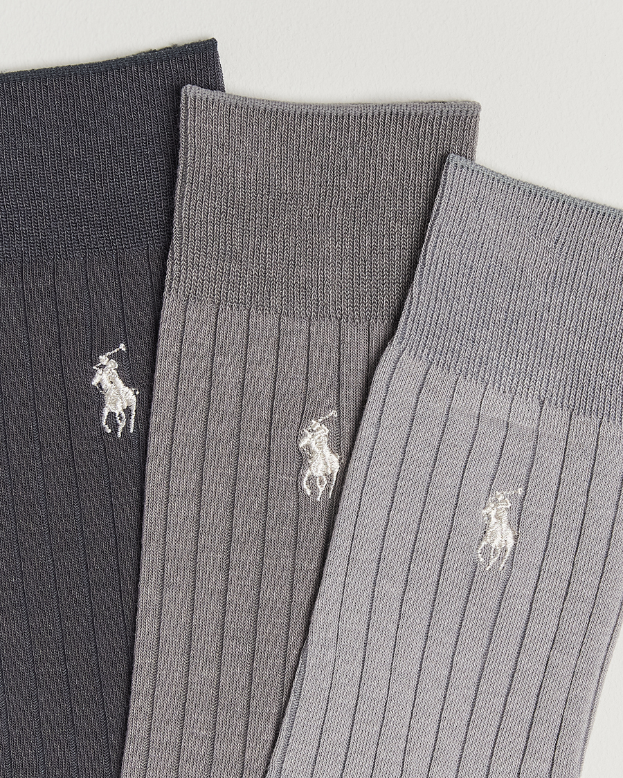 Homme | Sous-Vêtements Et Chaussettes | Polo Ralph Lauren | 3-Pack Egyptian Rib Crew Sock Grey Combo