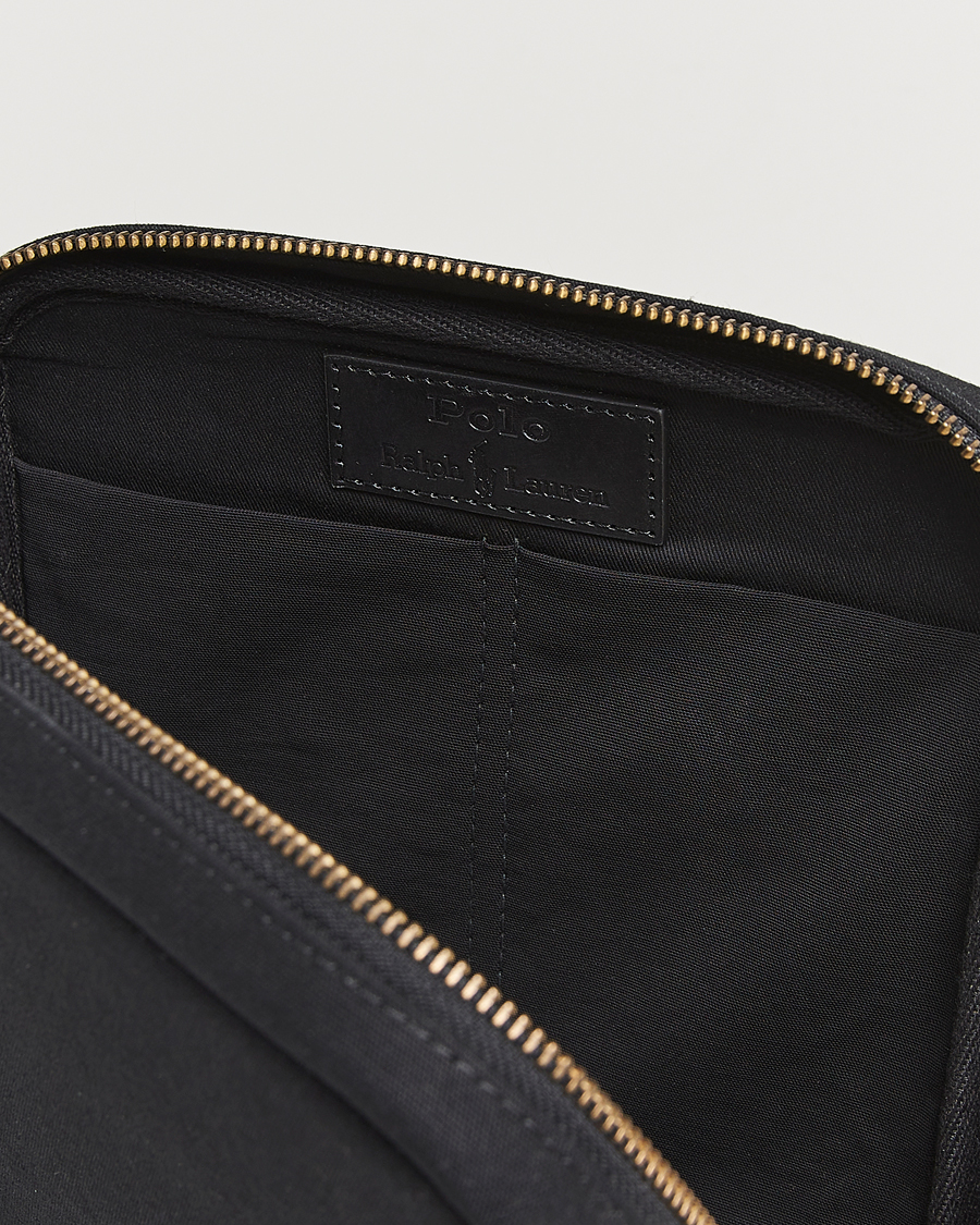 Homme | Polo Ralph Lauren Canvas/Leather Washbag Black | Polo Ralph Lauren | Canvas/Leather Washbag Black