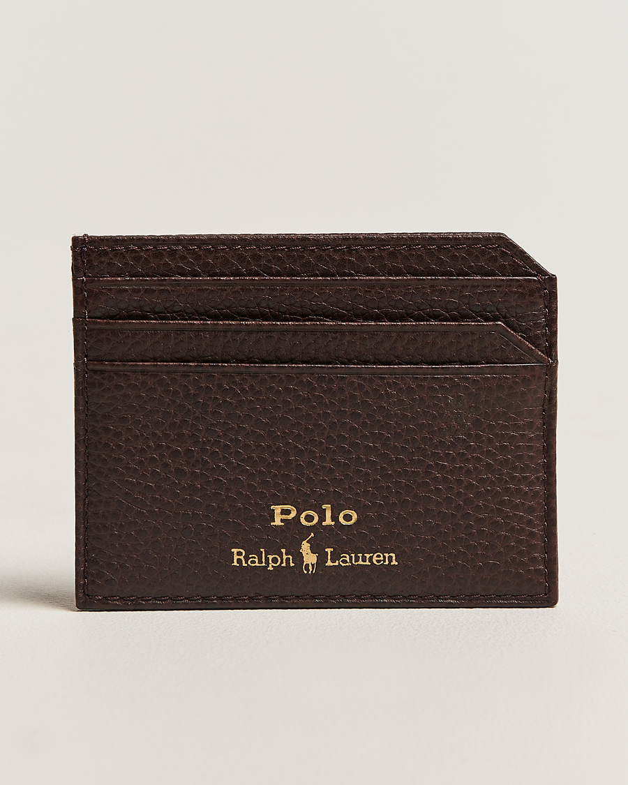 Homme | Polo Ralph Lauren Pebble Leather Card Case Dark Brown | Polo Ralph Lauren | Pebble Leather Card Case Dark Brown