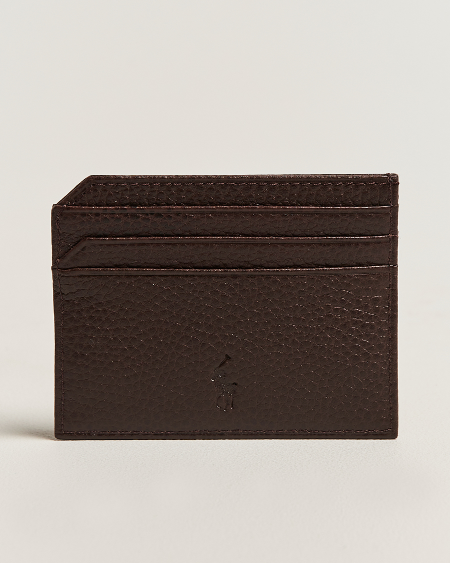 Homme | Polo Ralph Lauren Pebble Leather Card Case Dark Brown | Polo Ralph Lauren | Pebble Leather Card Case Dark Brown