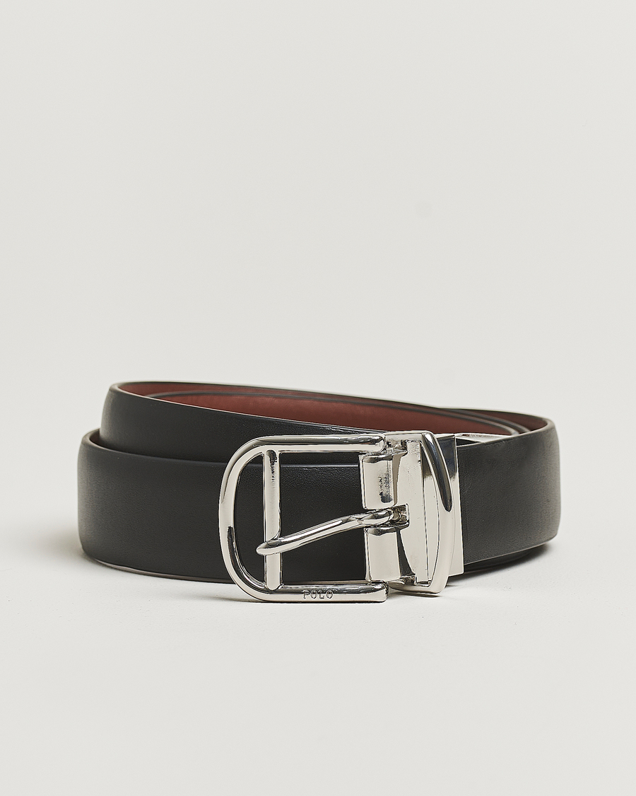 Homme | Polo Ralph Lauren Smooth Leather Belt Black/Cogniac | Polo Ralph Lauren | Smooth Leather Belt Black/Cogniac