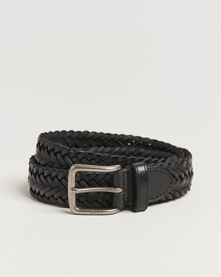 Homme | Polo Ralph Lauren Braided Leather Belt Black | Polo Ralph Lauren | Braided Leather Belt Black