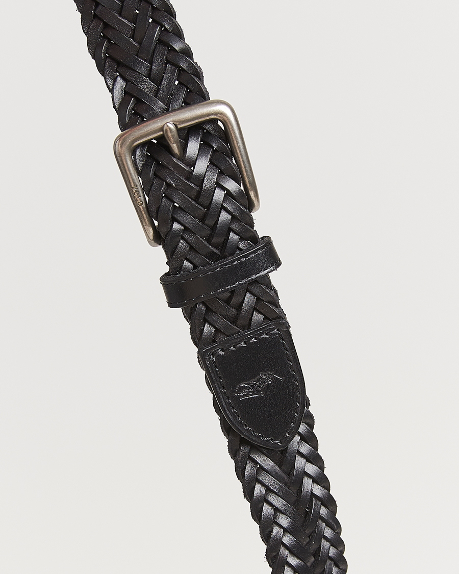 Homme | Polo Ralph Lauren Braided Leather Belt Black | Polo Ralph Lauren | Braided Leather Belt Black