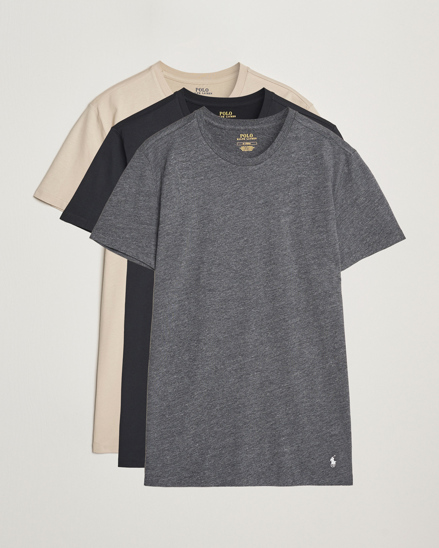 Homme | T-shirts | Polo Ralph Lauren | 3-Pack Crew Neck T-Shirt Grey/Beige/Black
