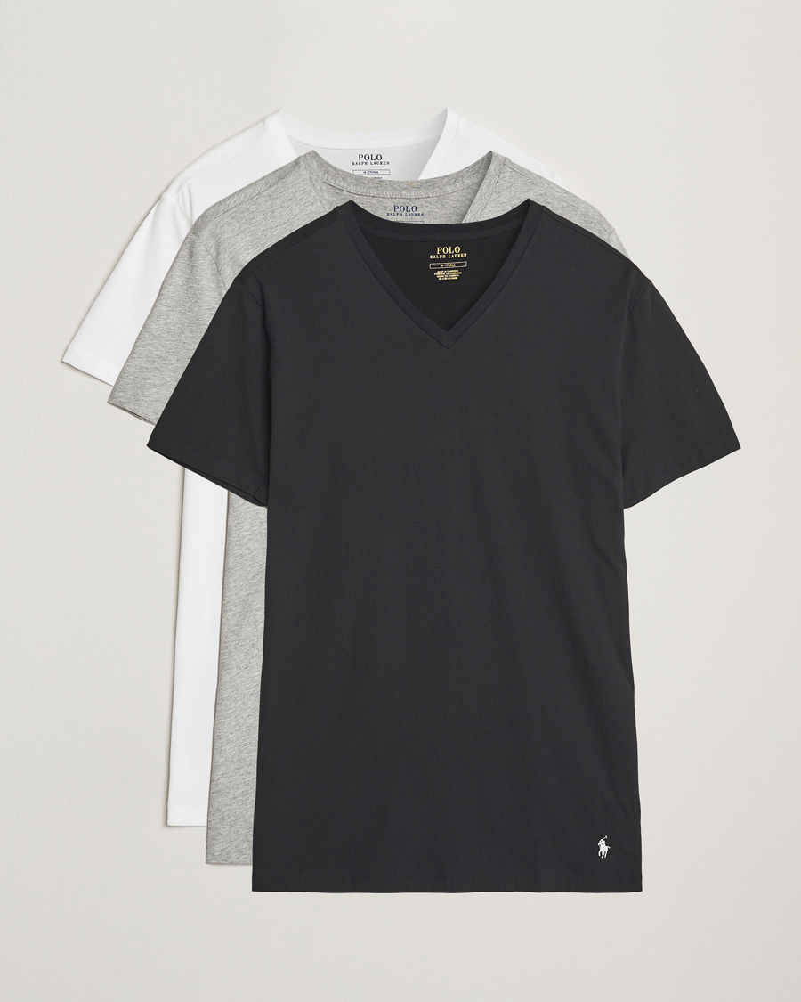 Homme | T-shirts | Polo Ralph Lauren | 3-Pack V Neck T-Shirt White/Grey/Black