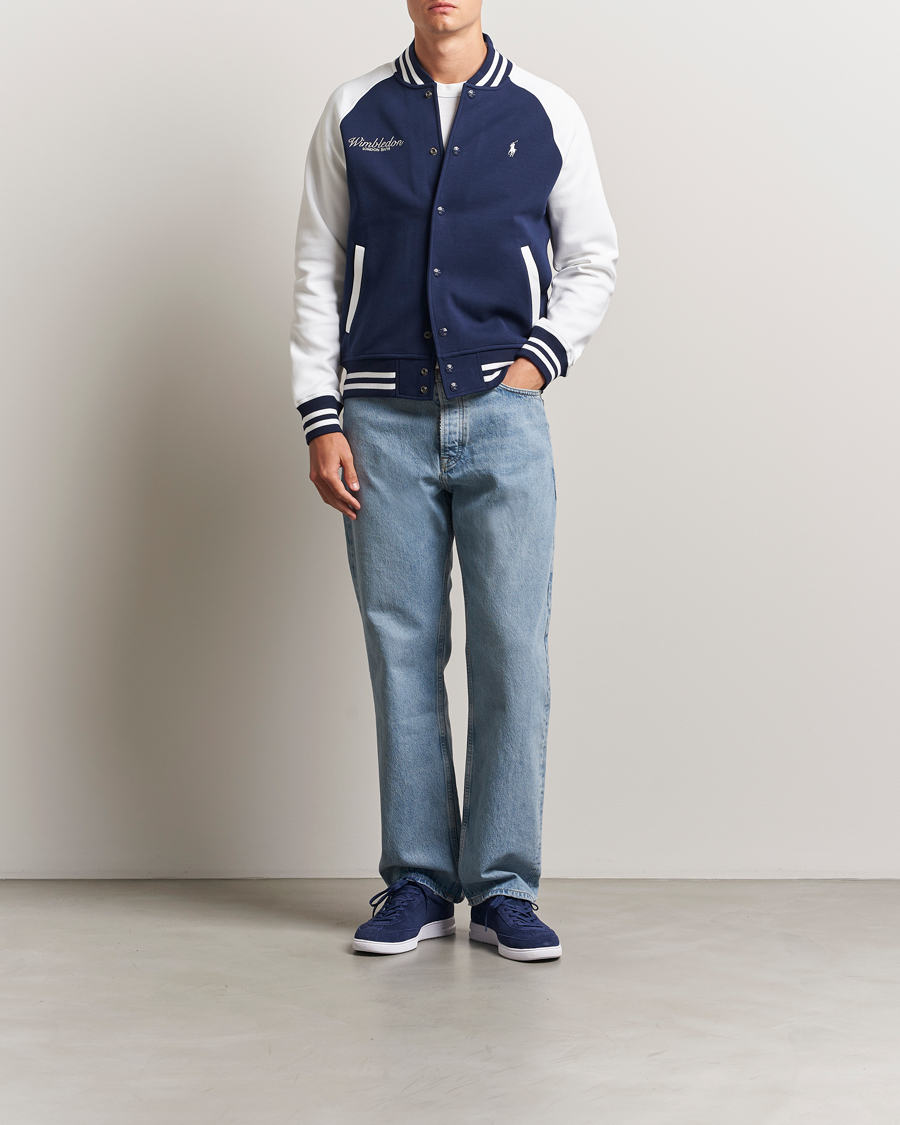 Homme | Pulls Et Tricots | Polo Ralph Lauren | Wimbledon Double Knit Baseball Sweatshirt Navy/White