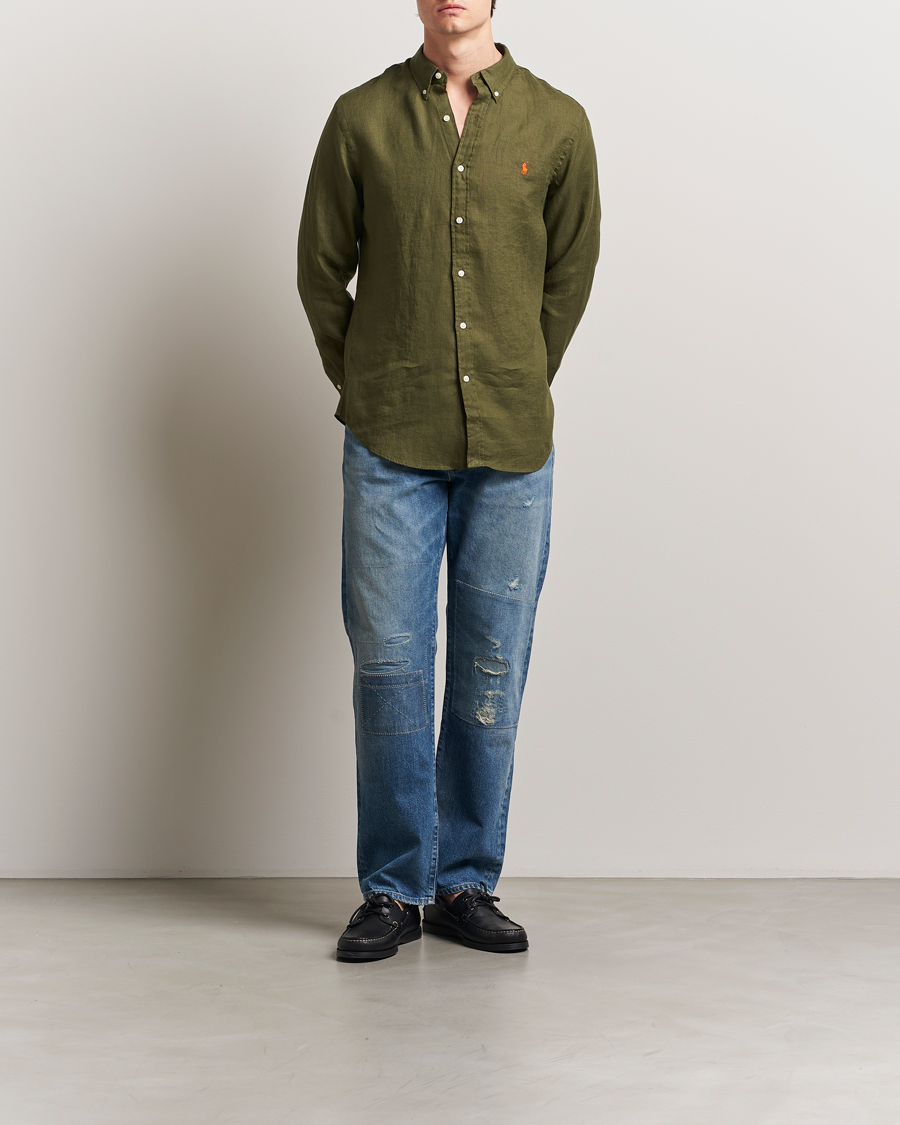 Homme | Chemises | Polo Ralph Lauren | Slim Fit Linen Shirt New Olive