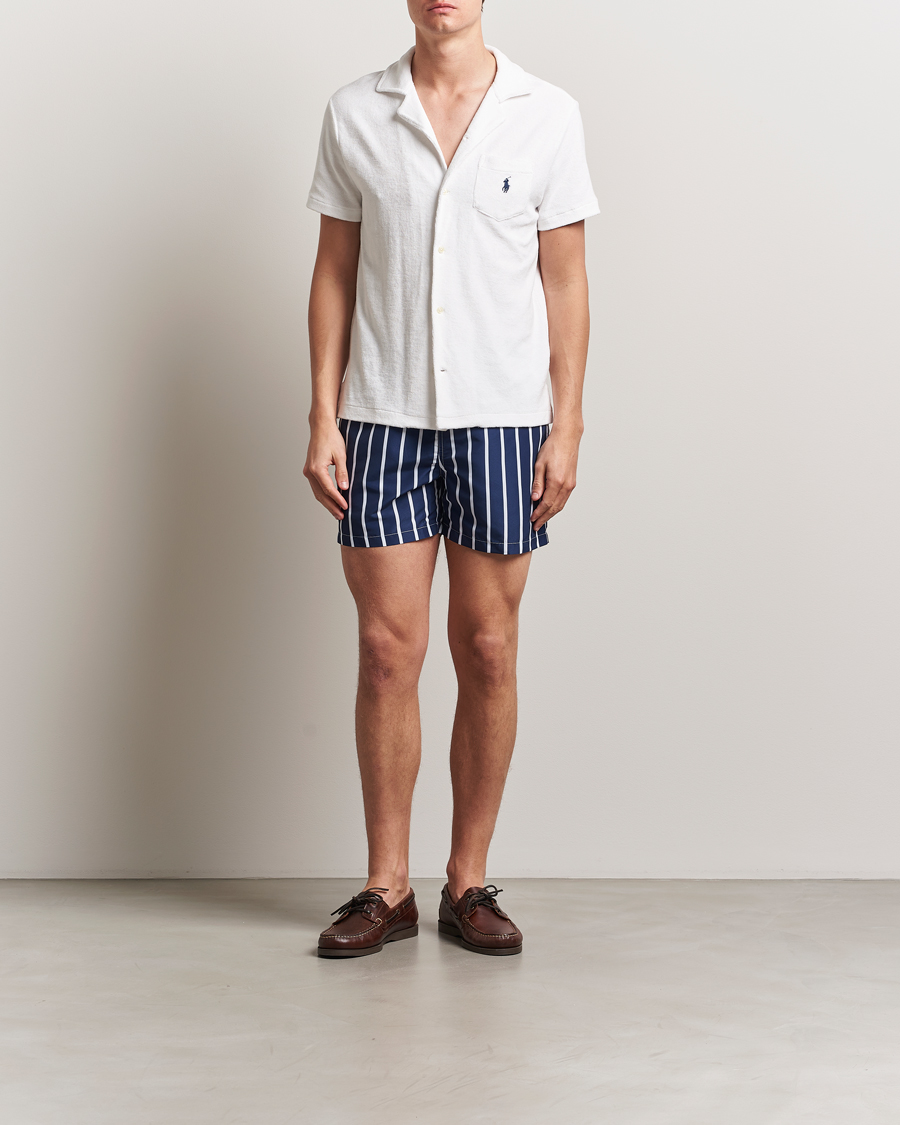 Homme | Maillots De Bain | Polo Ralph Lauren | Traveler Boxer Swimshorts Navy Vertical Wide Stripe