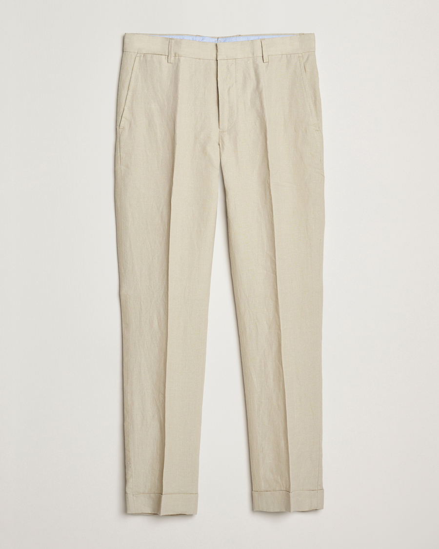 Homme | Pantalons | Polo Ralph Lauren | Linen Pleated Trousers Spring Beige