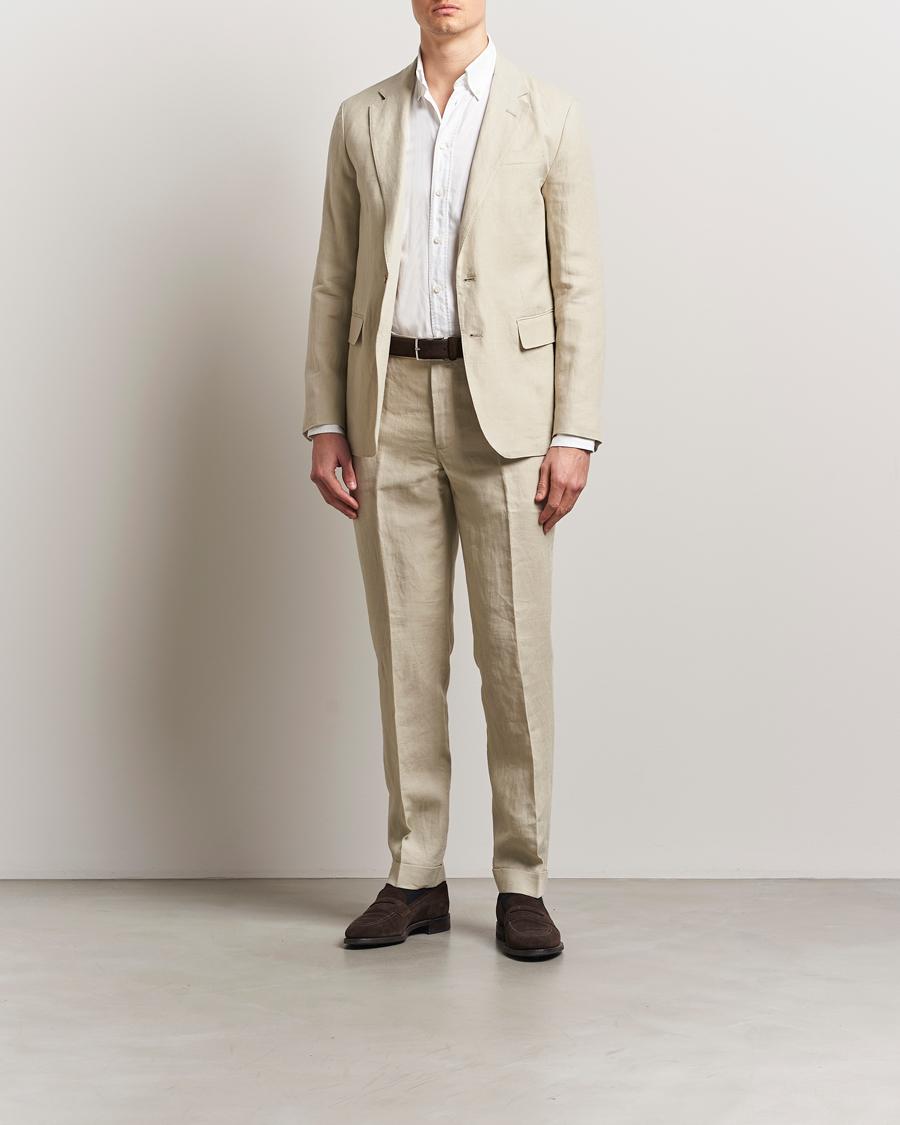 Homme | Pantalons | Polo Ralph Lauren | Linen Pleated Trousers Spring Beige