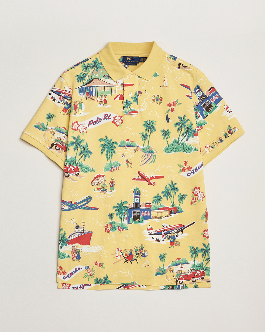 Homme | Polos | Polo Ralph Lauren | Printed Mesh Polo Holiday Bear Yellow