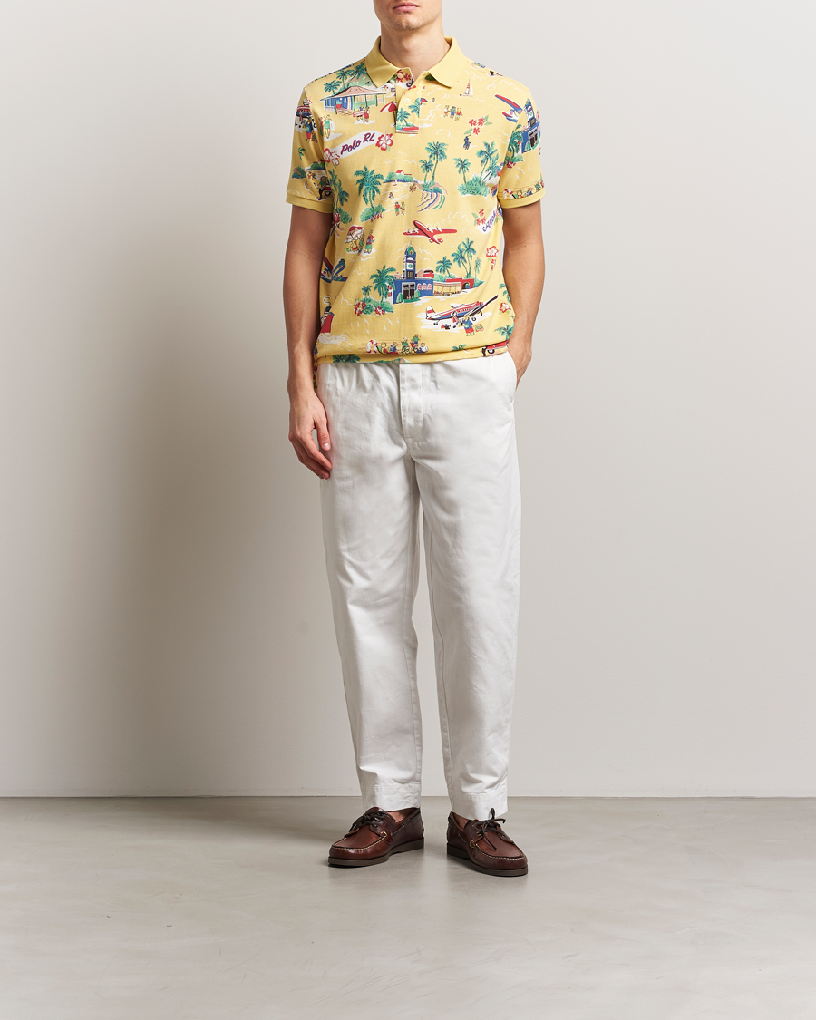 Homme | Polos | Polo Ralph Lauren | Printed Mesh Polo Holiday Bear Yellow