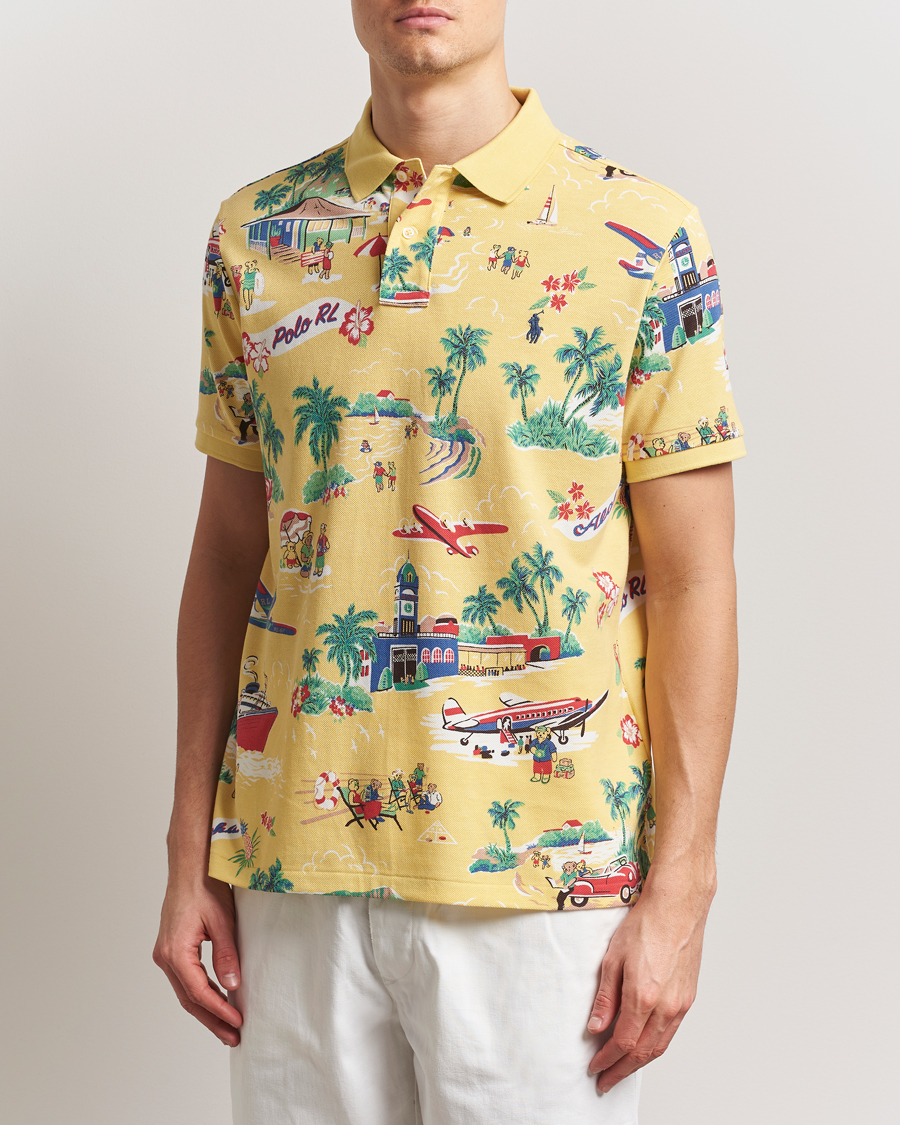 Homme | Polos | Polo Ralph Lauren | Printed Mesh Polo Holiday Bear Yellow