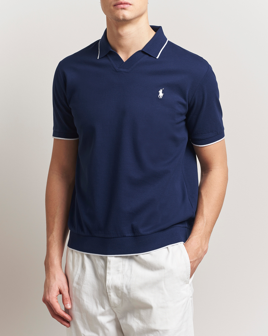 Homme | Polos | Polo Ralph Lauren | Johnny Jaquard Knitted Polo Newport Navy