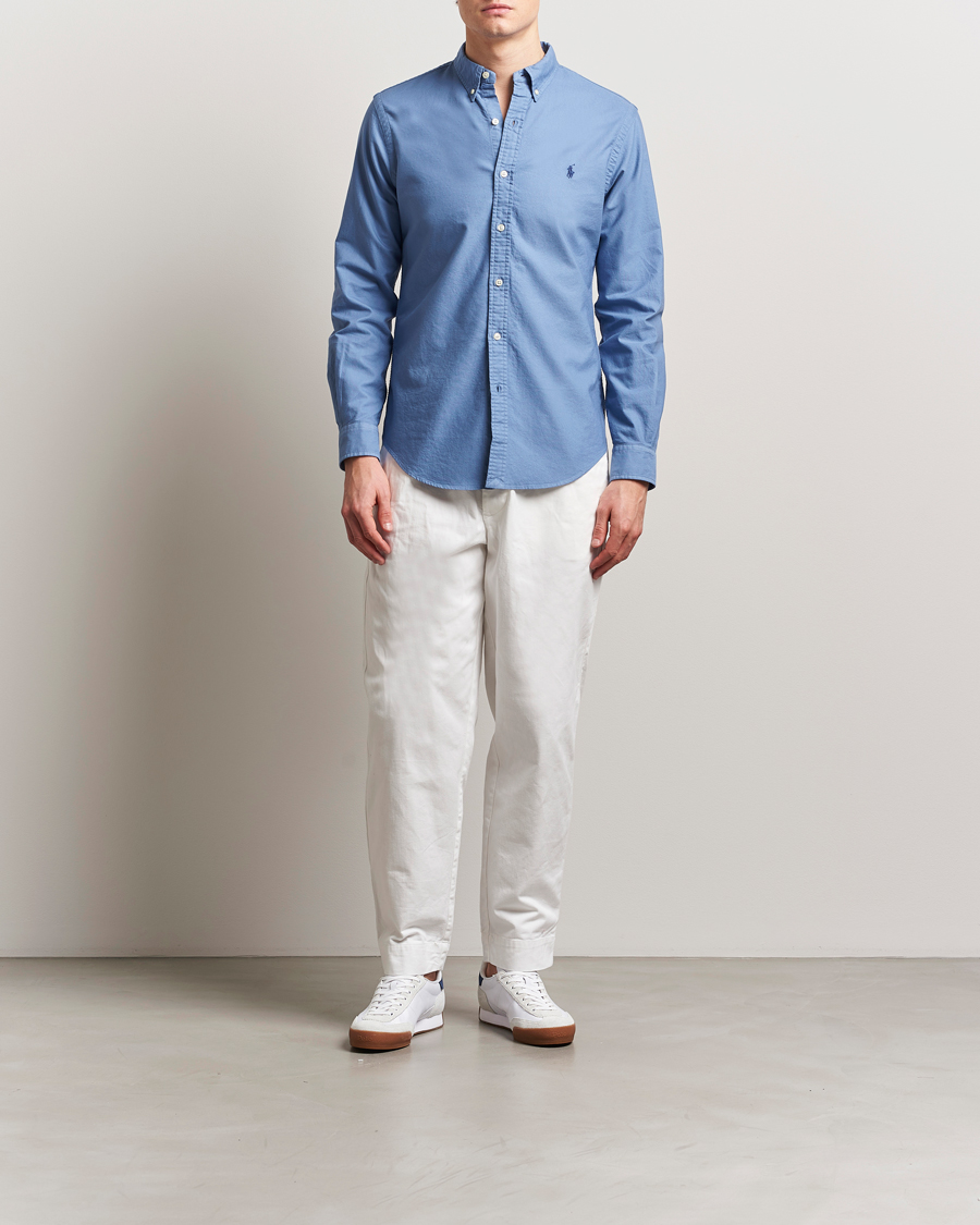 Homme | Chemises | Polo Ralph Lauren | Slim Fit Garment Dyed Oxford Shirt Bastille Blue
