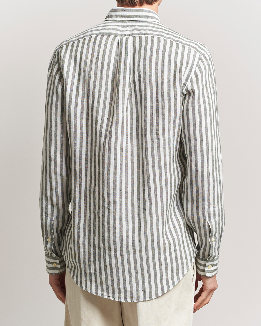 Homme | Chemises | Polo Ralph Lauren | Custom Fit Striped Linen Shirt New Olive/White