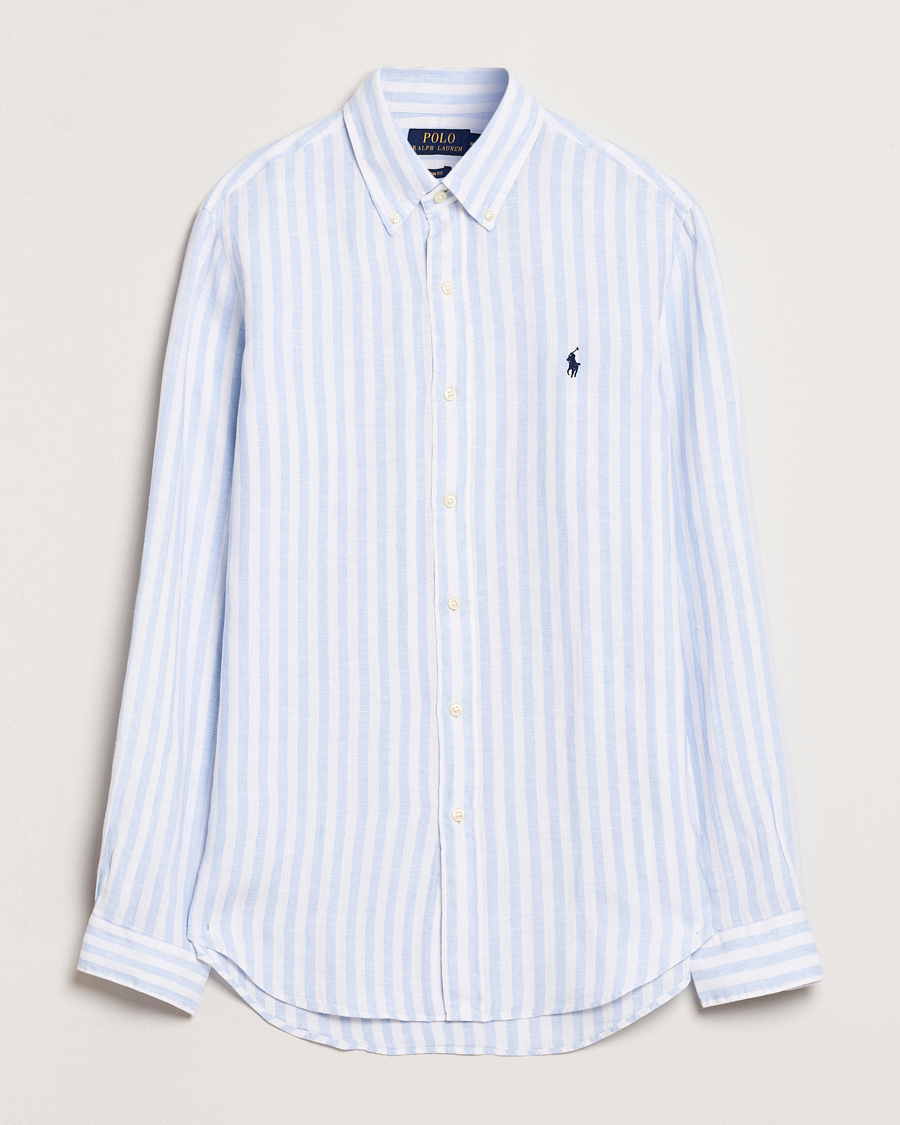 Homme | Chemises | Polo Ralph Lauren | Custom Fit Striped Linen Shirt Office Blue/White