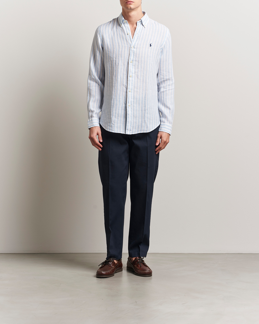 Homme | Chemises | Polo Ralph Lauren | Custom Fit Striped Linen Shirt Office Blue/White