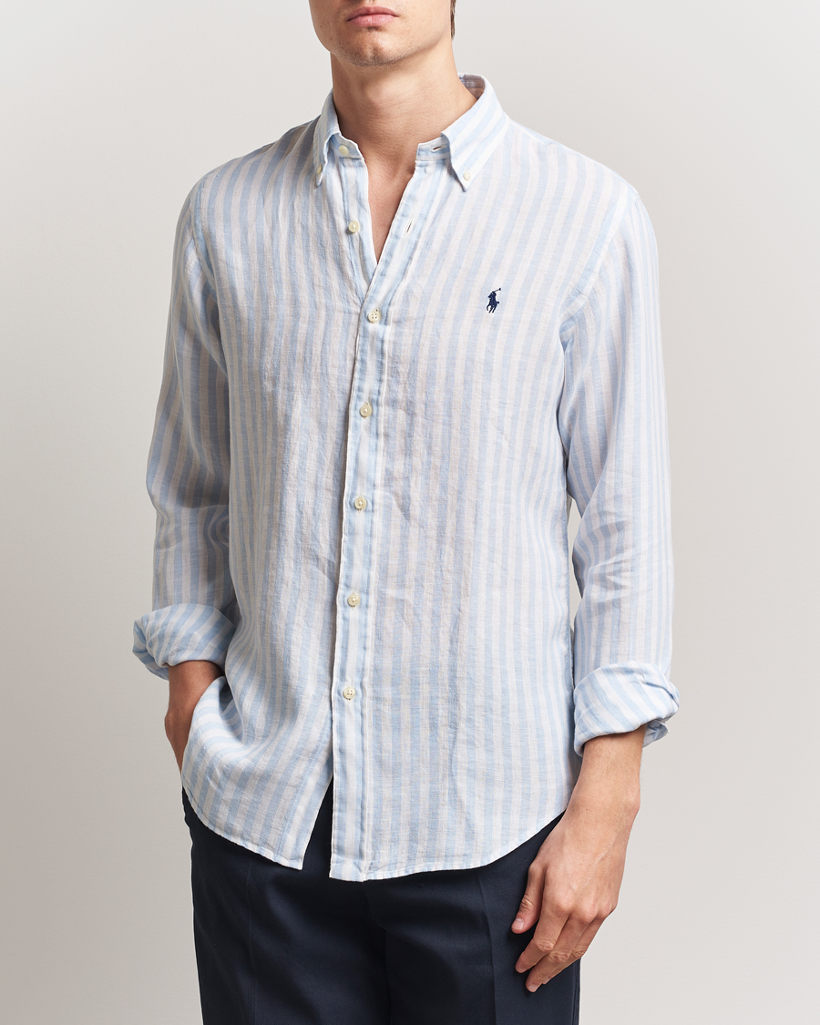 Homme | Chemises | Polo Ralph Lauren | Custom Fit Striped Linen Shirt Office Blue/White