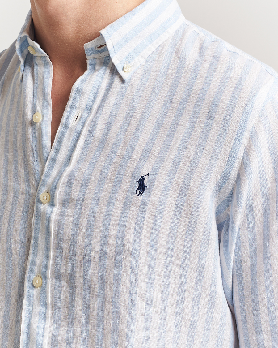 Homme | Chemises | Polo Ralph Lauren | Custom Fit Striped Linen Shirt Office Blue/White