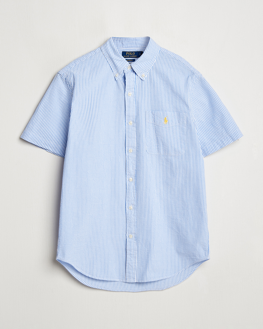 Homme | Chemises | Polo Ralph Lauren | Seersucker Short Sleeve Striped Shirt Blue/White