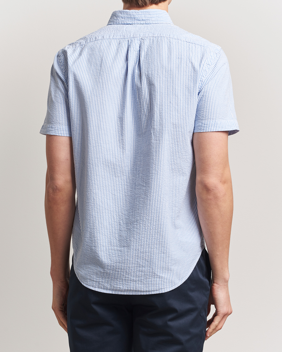 Homme | Chemises | Polo Ralph Lauren | Seersucker Short Sleeve Striped Shirt Blue/White