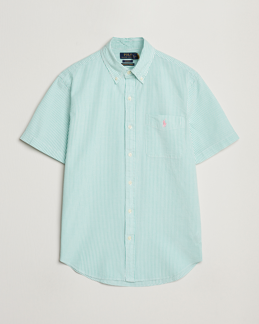 Homme | Chemises | Polo Ralph Lauren | Seersucker Short Sleeve Striped Shirt Green/White