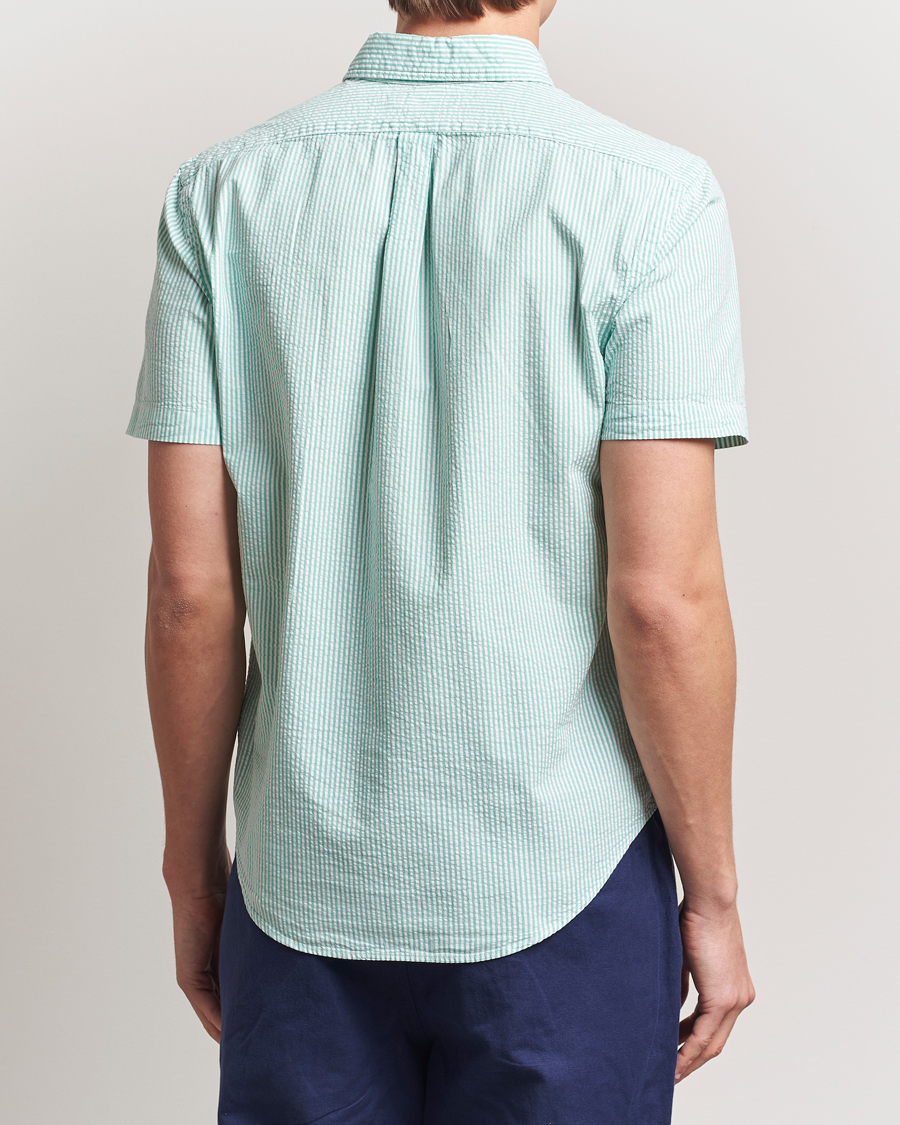 Homme | Chemises | Polo Ralph Lauren | Seersucker Short Sleeve Striped Shirt Green/White