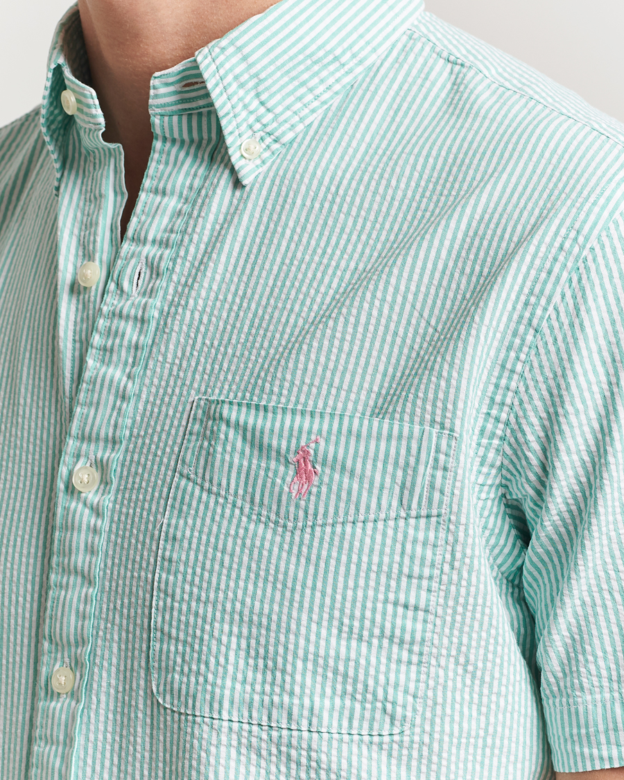 Homme | Chemises | Polo Ralph Lauren | Seersucker Short Sleeve Striped Shirt Green/White