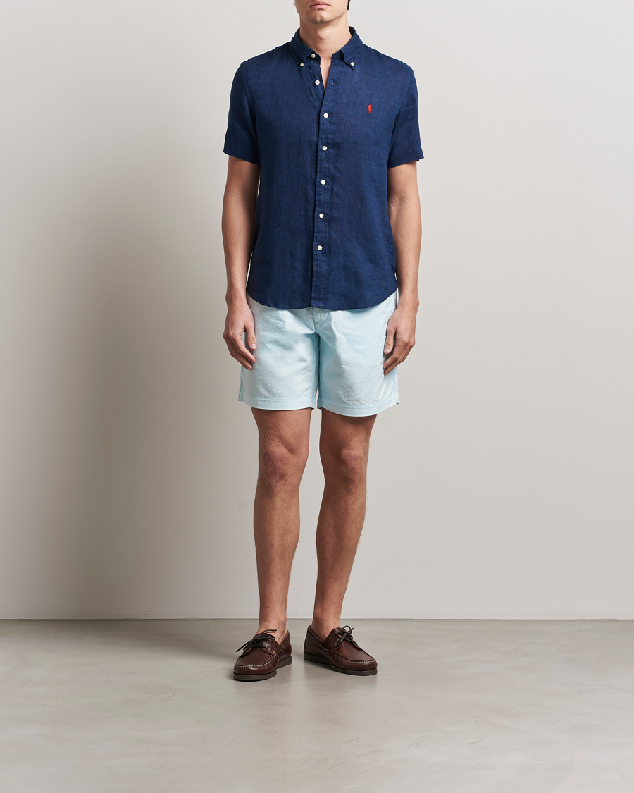 Homme | Chemises | Polo Ralph Lauren | Short Sleeve Linen Shirt Newport Navy