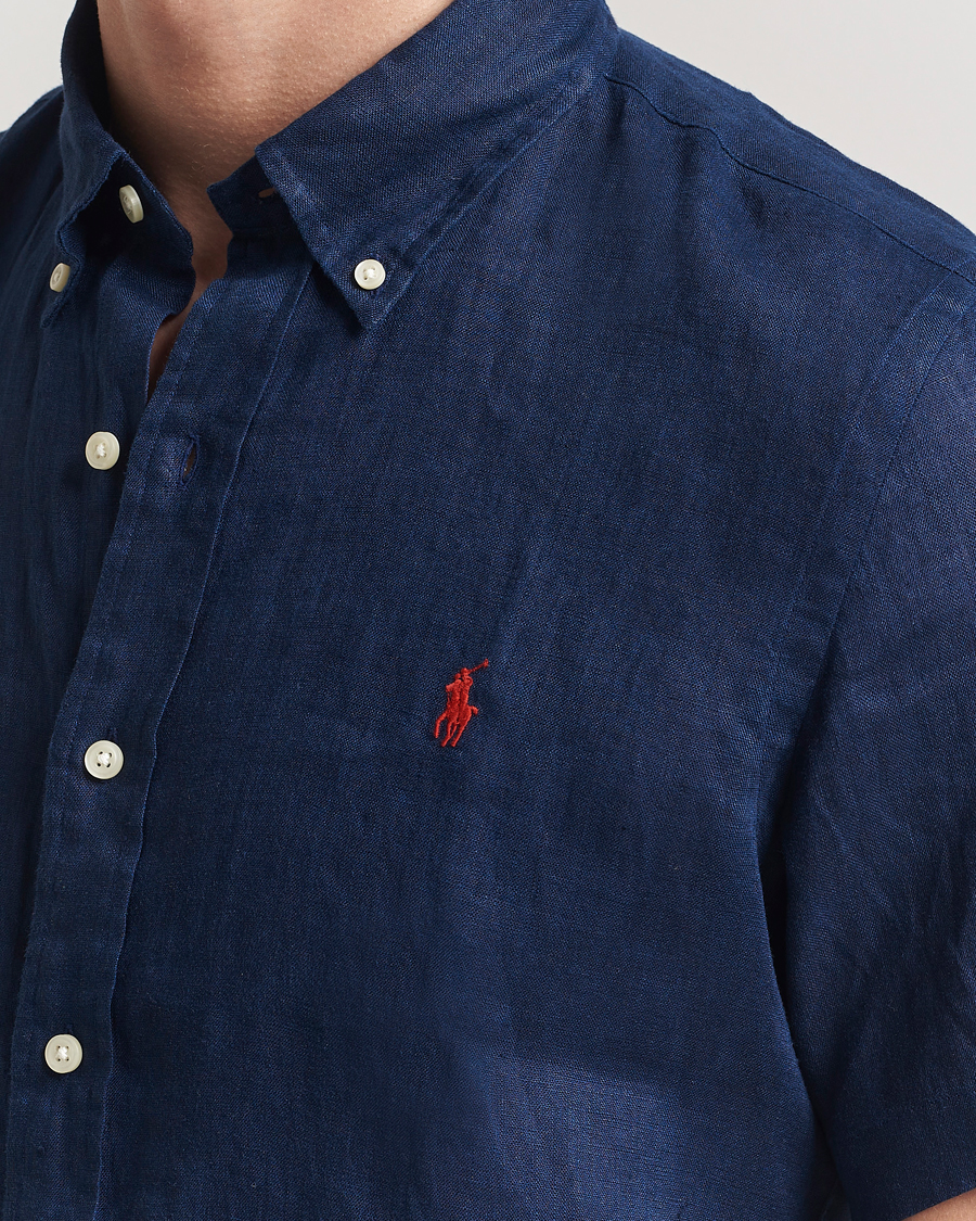 Homme | Chemises | Polo Ralph Lauren | Short Sleeve Linen Shirt Newport Navy