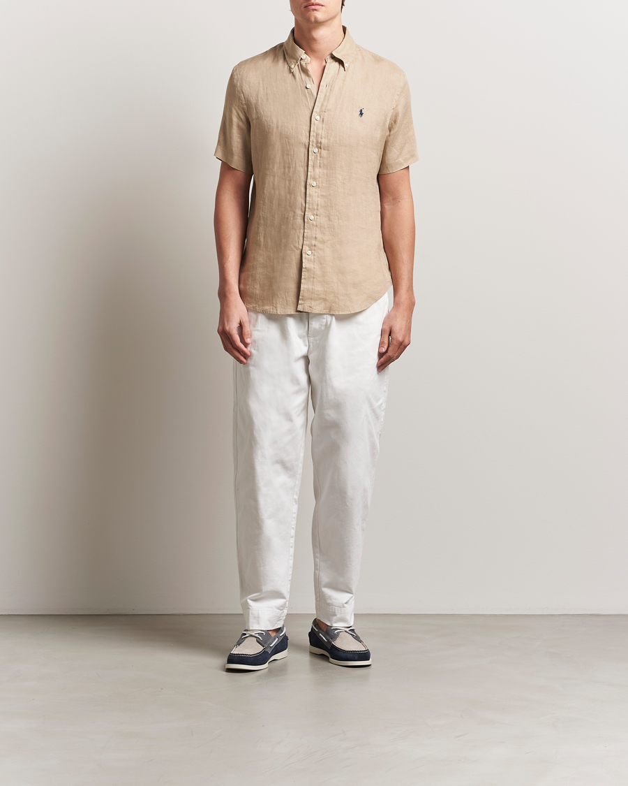 Homme | Chemises | Polo Ralph Lauren | Short Sleeve Linen Shirt Coastal Beige