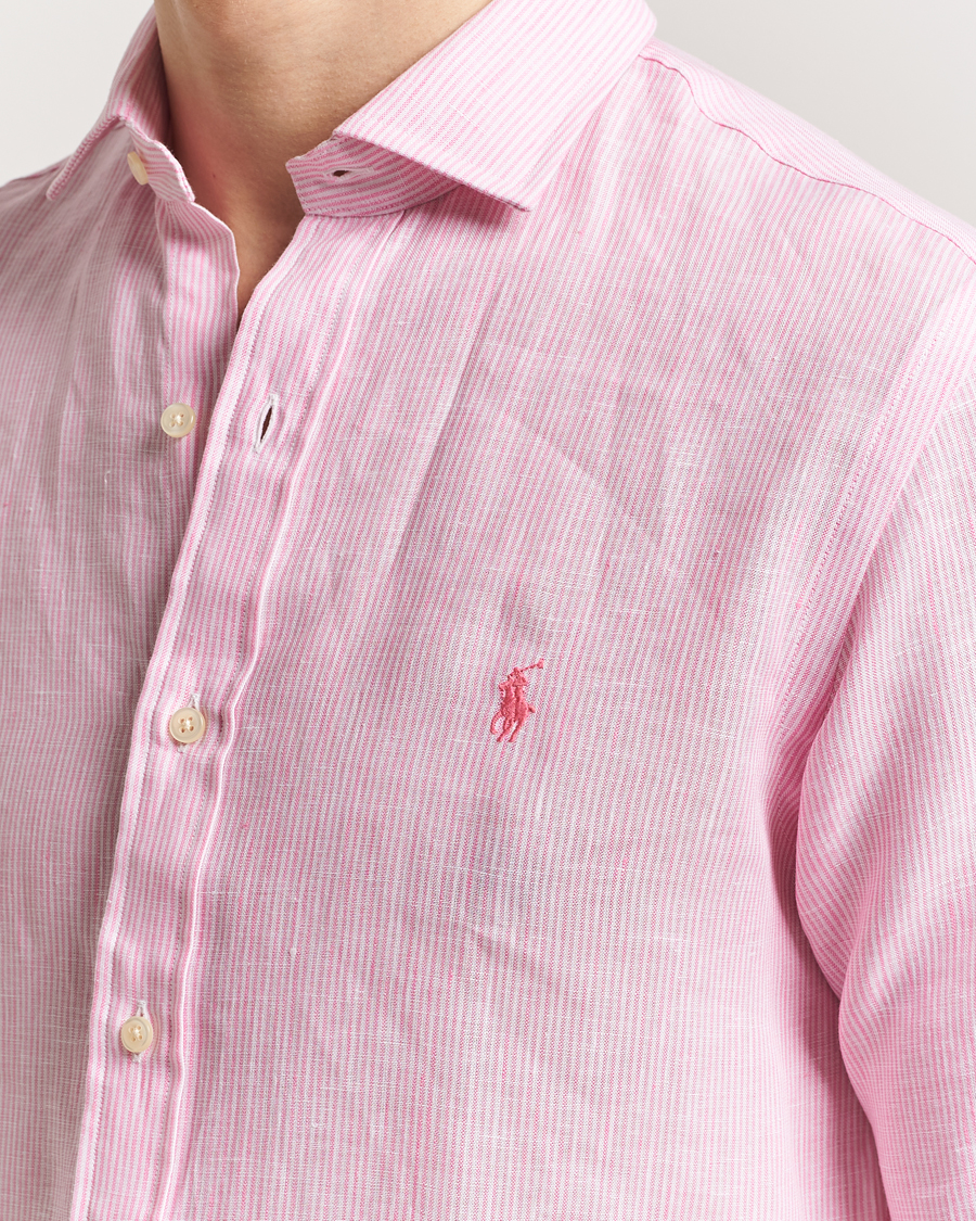 Homme | Chemises | Polo Ralph Lauren | Custom Fit Dressed Striped Linen Shirt Pink/White