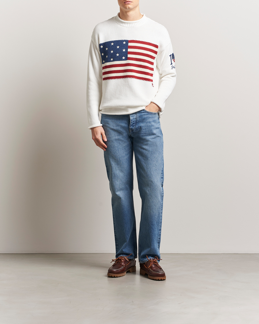 Homme | Pulls Et Tricots | Polo Ralph Lauren | Cotton Flag Sweater Deckwash White