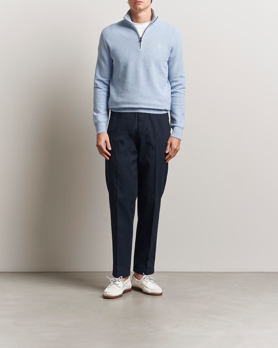 Homme | Pulls Et Tricots | Polo Ralph Lauren | Textured Half Zip Blue Hyacinth Heahter