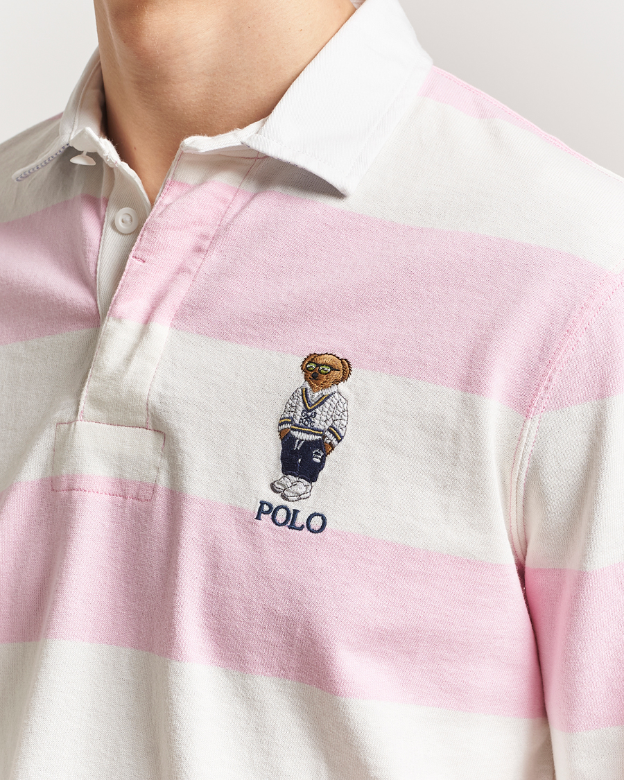 Homme | Pulls Et Tricots | Polo Ralph Lauren | Striped Rugby Varsity Bear Pink/White