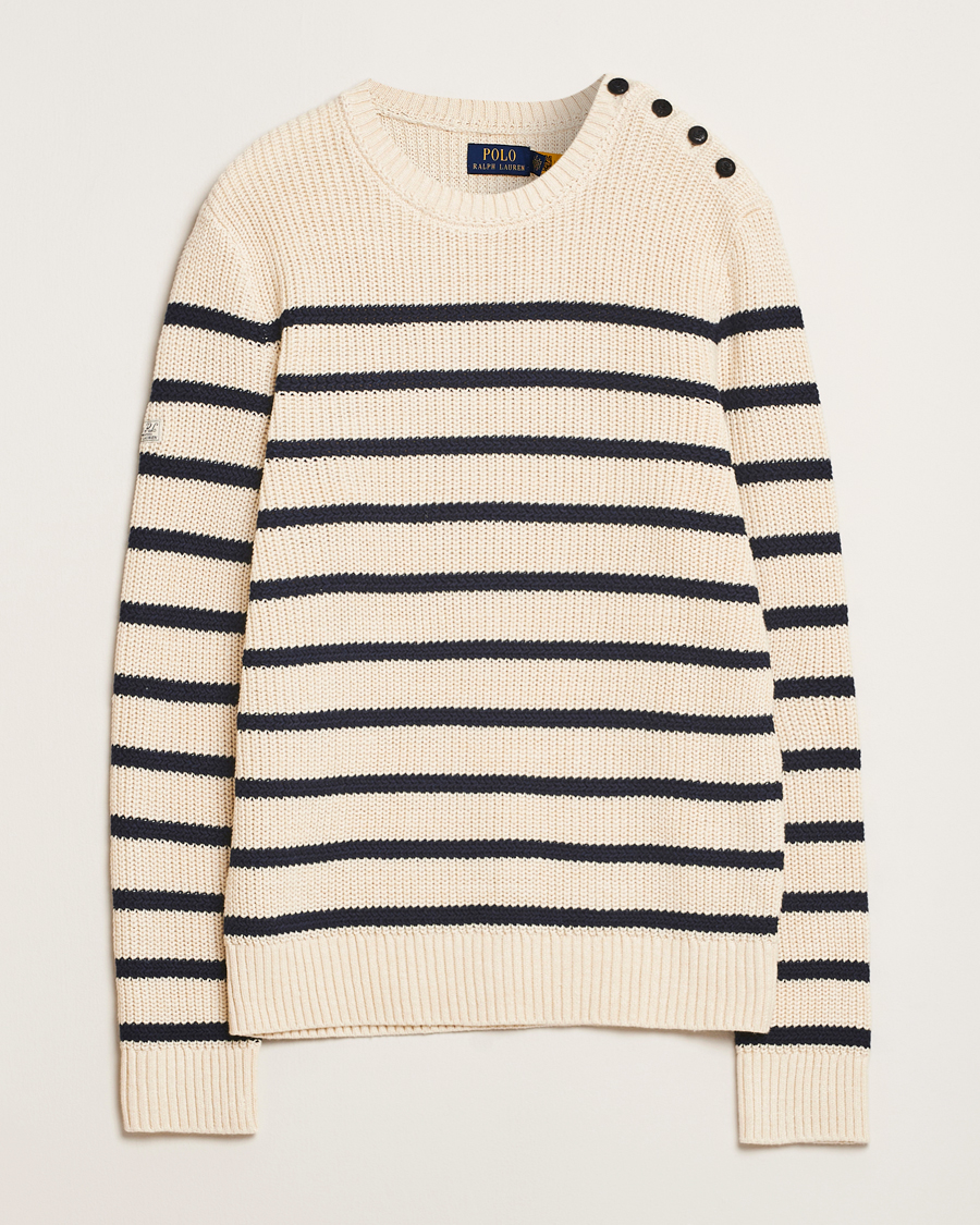 Homme | Pulls Et Tricots | Polo Ralph Lauren | Cotton/Linen Striped Sweater Cream/Navy