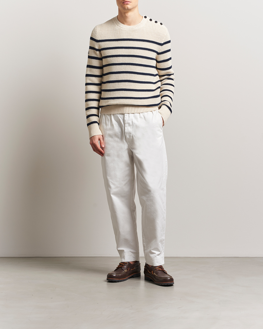 Homme | Pulls Et Tricots | Polo Ralph Lauren | Cotton/Linen Striped Sweater Cream/Navy