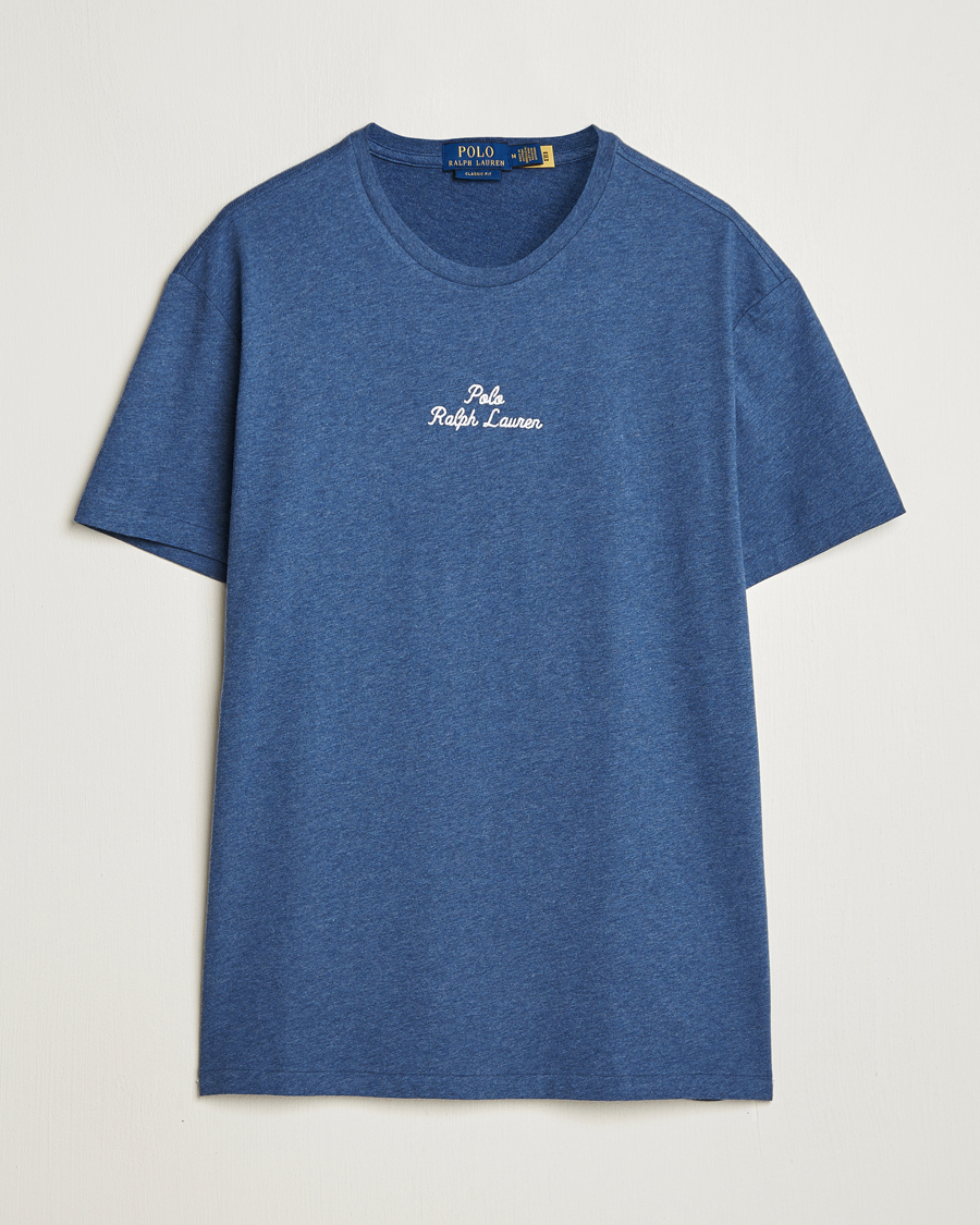 Homme | T-shirts | Polo Ralph Lauren | Center Logo Crew Neck T-Shirt Derby Blue Heather