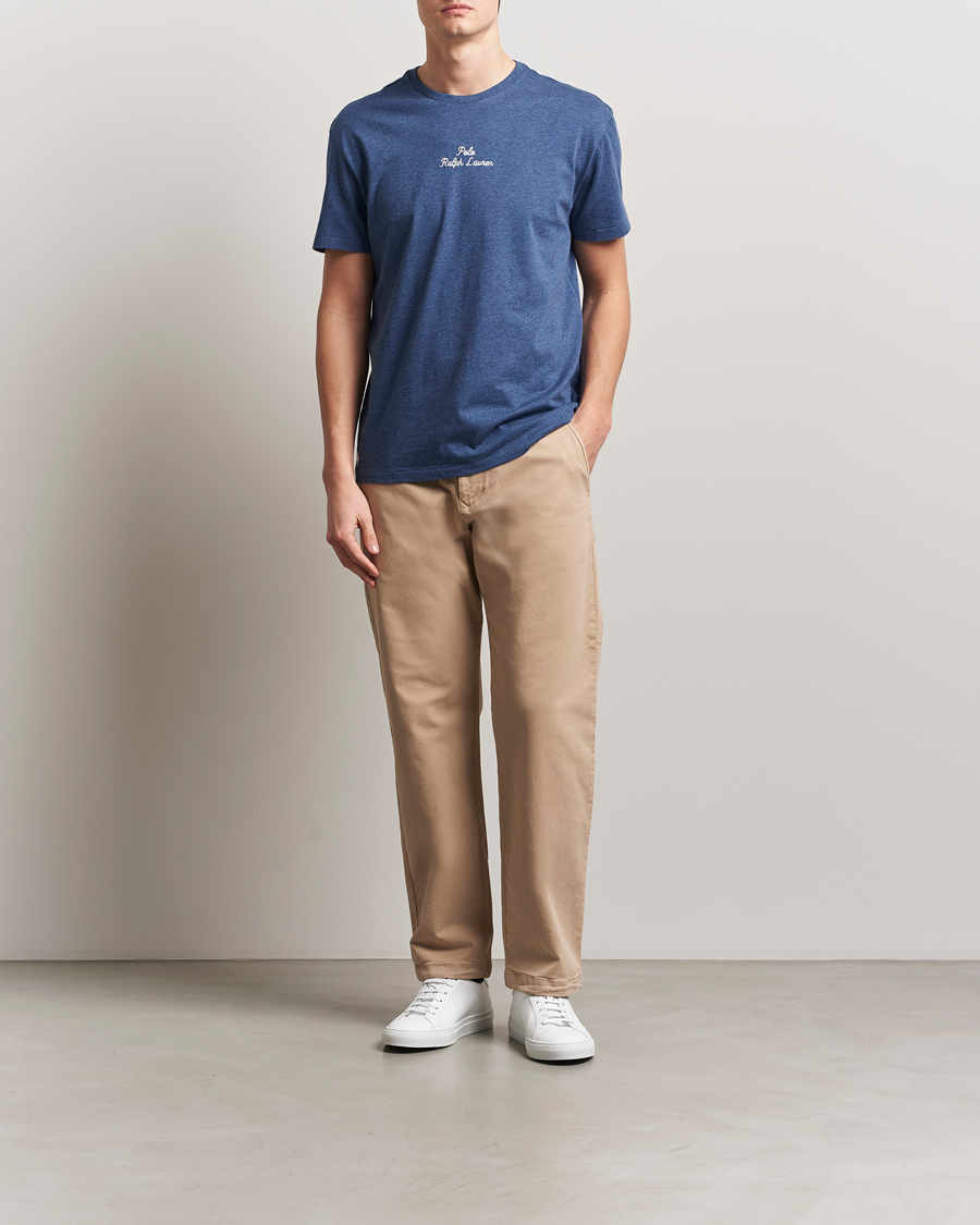 Homme | T-shirts | Polo Ralph Lauren | Center Logo Crew Neck T-Shirt Derby Blue Heather