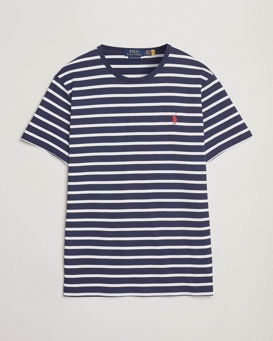 Homme | T-shirts | Polo Ralph Lauren | Custom Slim Fit Striped T-Shirt Newport Navy/White