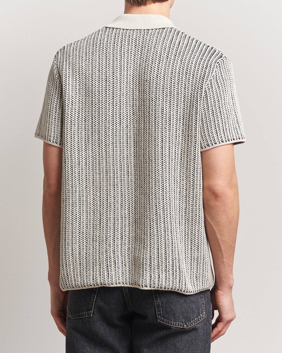 Homme | Chemises | LES DEUX | Easton Knitted Short Sleeve Shirt Ivory/Black