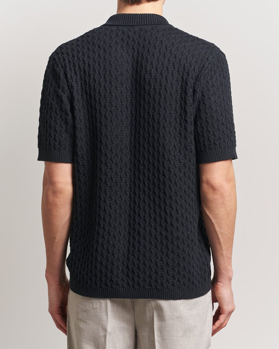 Homme | Chemises | LES DEUX | Gespertus Knitted Short Sleeve Shirt Black