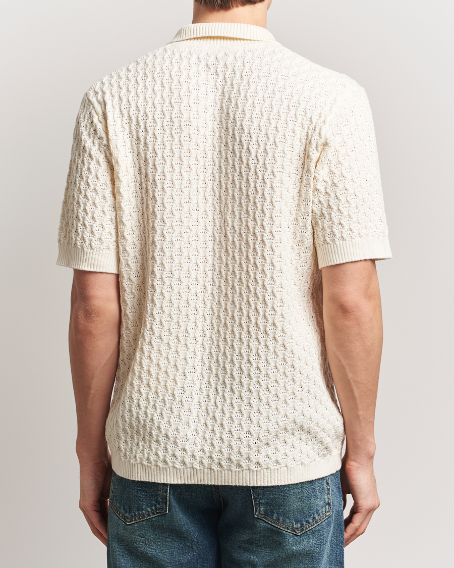 Homme | Chemises | LES DEUX | Gespertus Knitted Short Sleeve Shirt Ivory