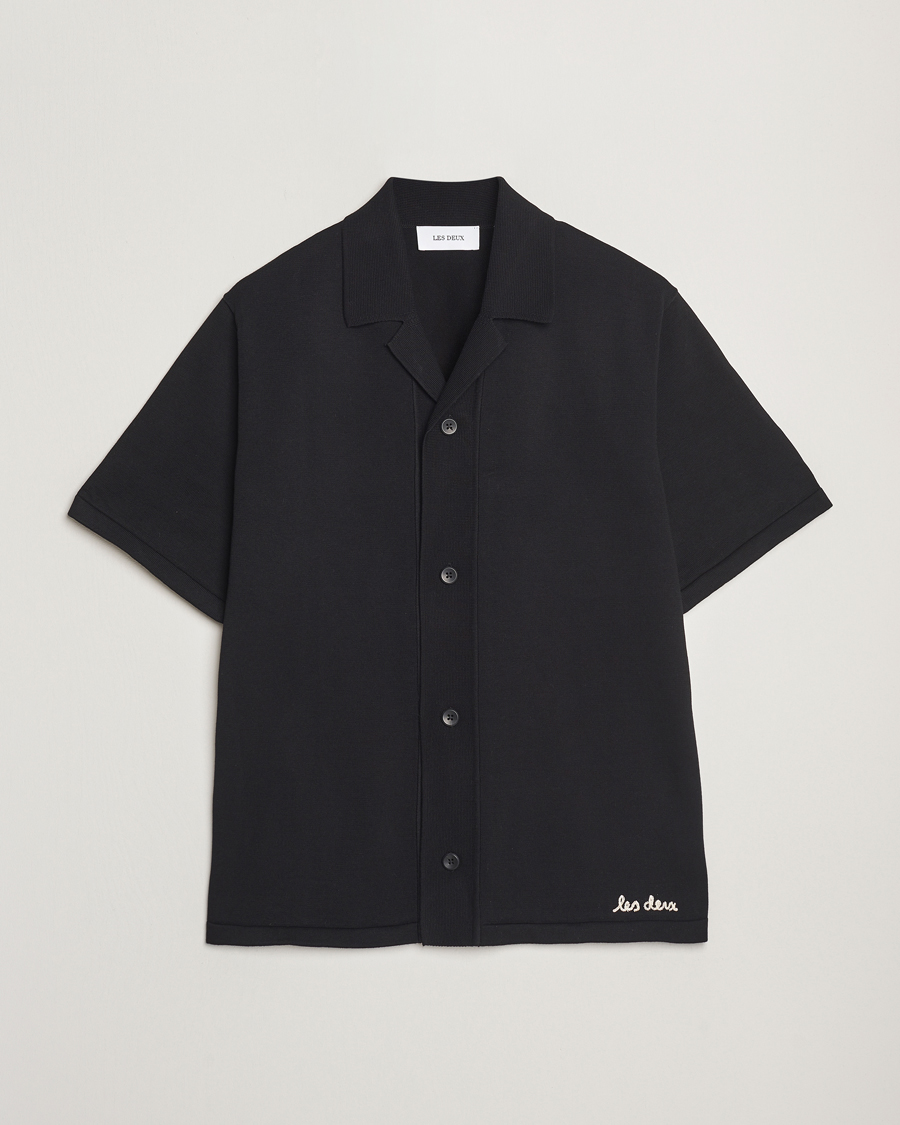 Homme | Chemises | LES DEUX | Geoffery Short Sleeve Knitted Shirt Black