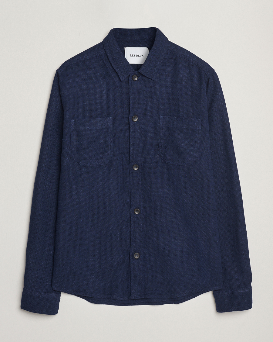Homme | Chemises | LES DEUX | Hamilton Viscose/Linen Overshirt Navy