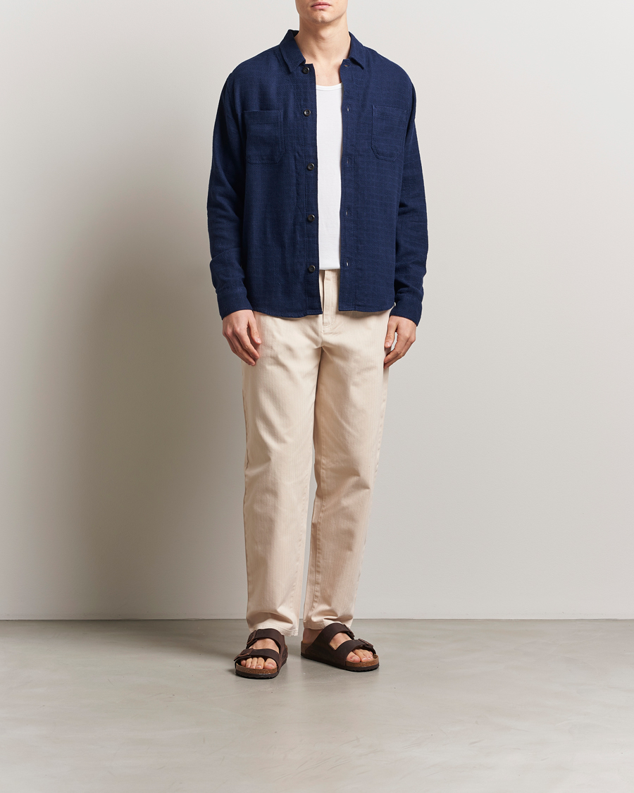 Homme | Chemises | LES DEUX | Hamilton Viscose/Linen Overshirt Navy