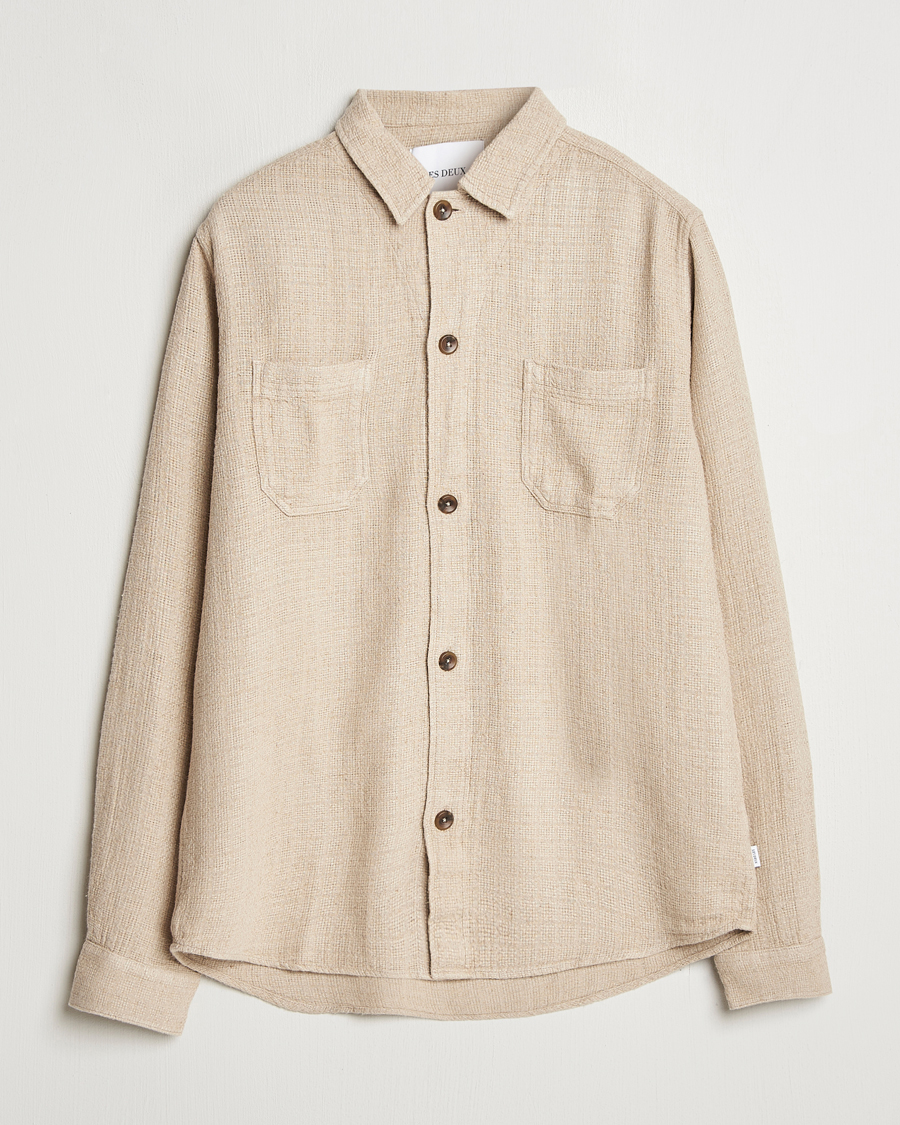 Homme | Chemises | LES DEUX | Hamilton Viscose/Linen Overshirt Light Sand