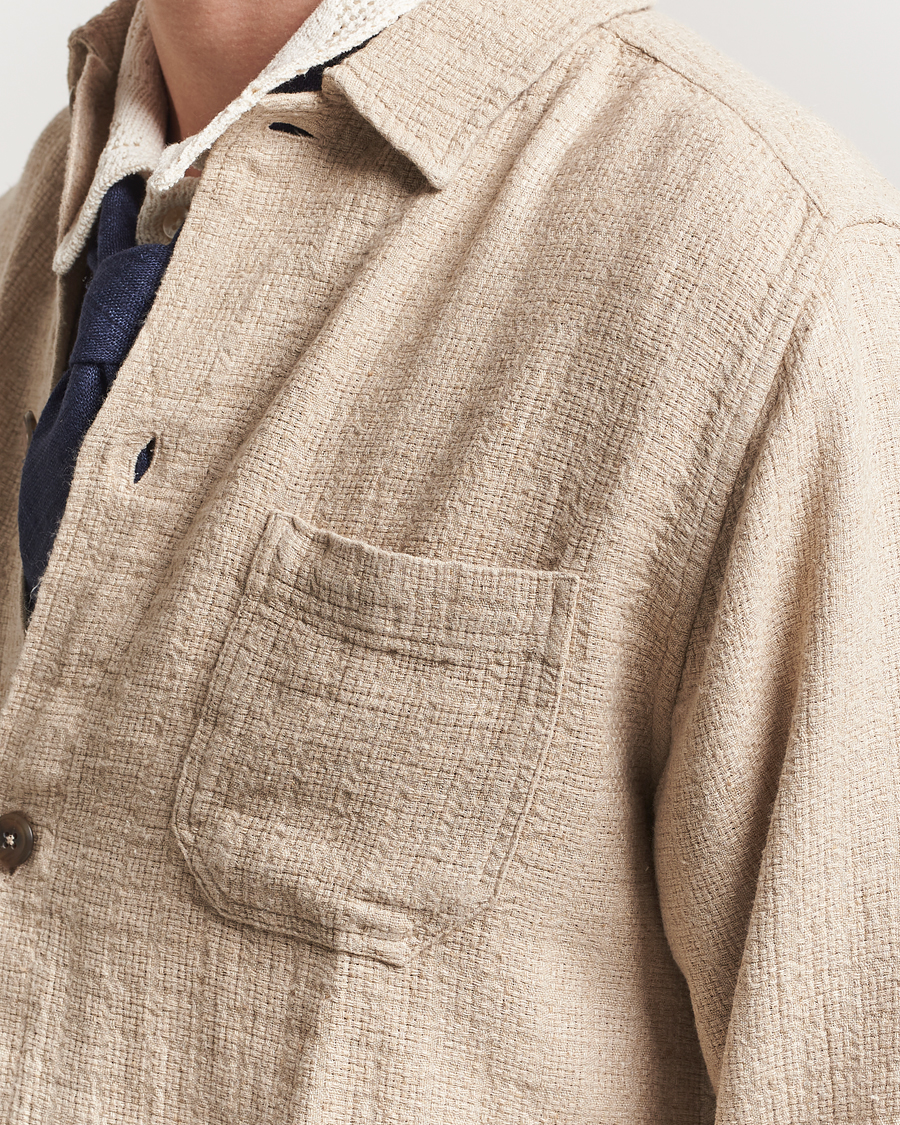 Homme | Chemises | LES DEUX | Hamilton Viscose/Linen Overshirt Light Sand