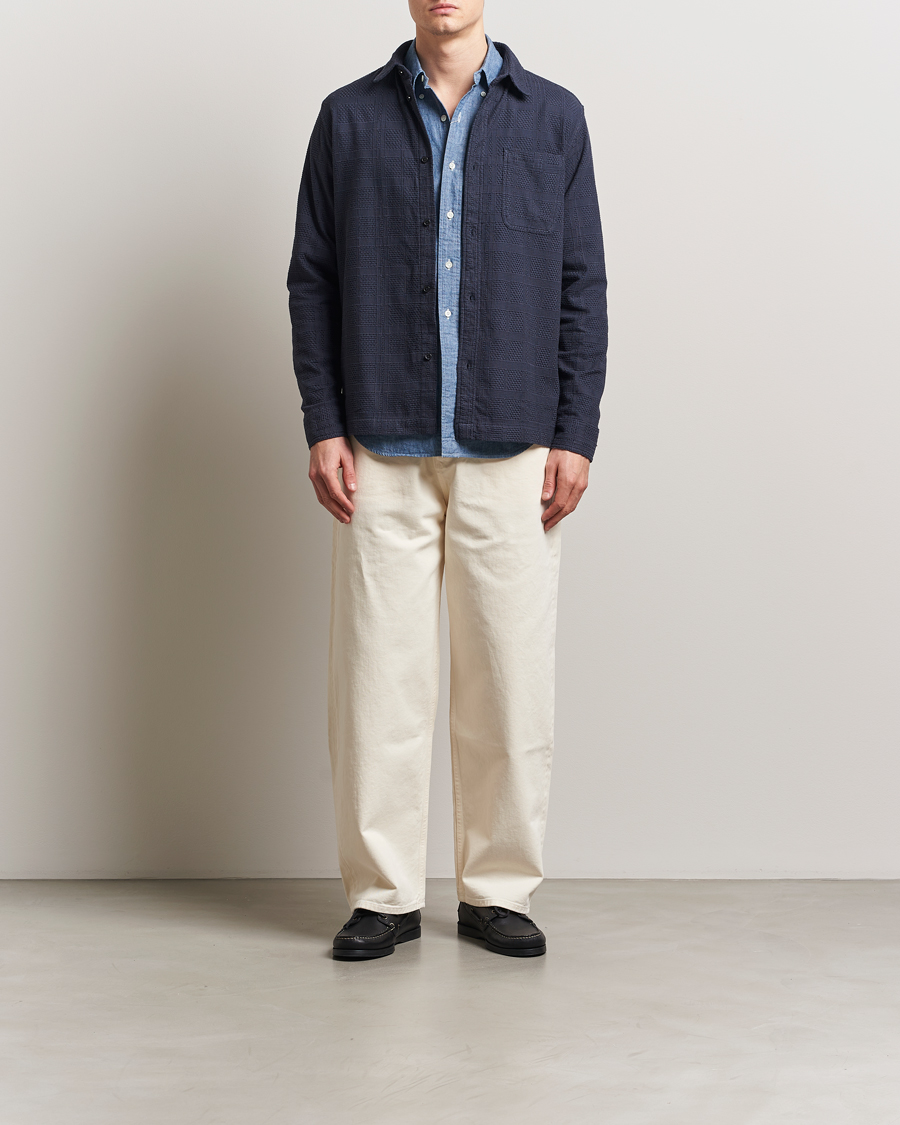 Homme | Chemises | LES DEUX | Charlie Long Sleeve Knitted Shirt Navy